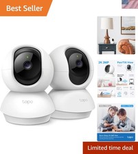 Tapo C210P2 2-Pack 2K Pan/Tilt Security Cameras with Night Vision  2-Way Audio