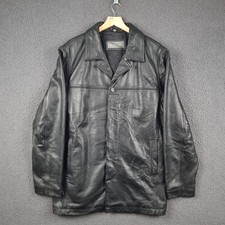 Vintage BEN SHERMAN Leather Jacket Mens M Meidum Black Car Coat Button Collared