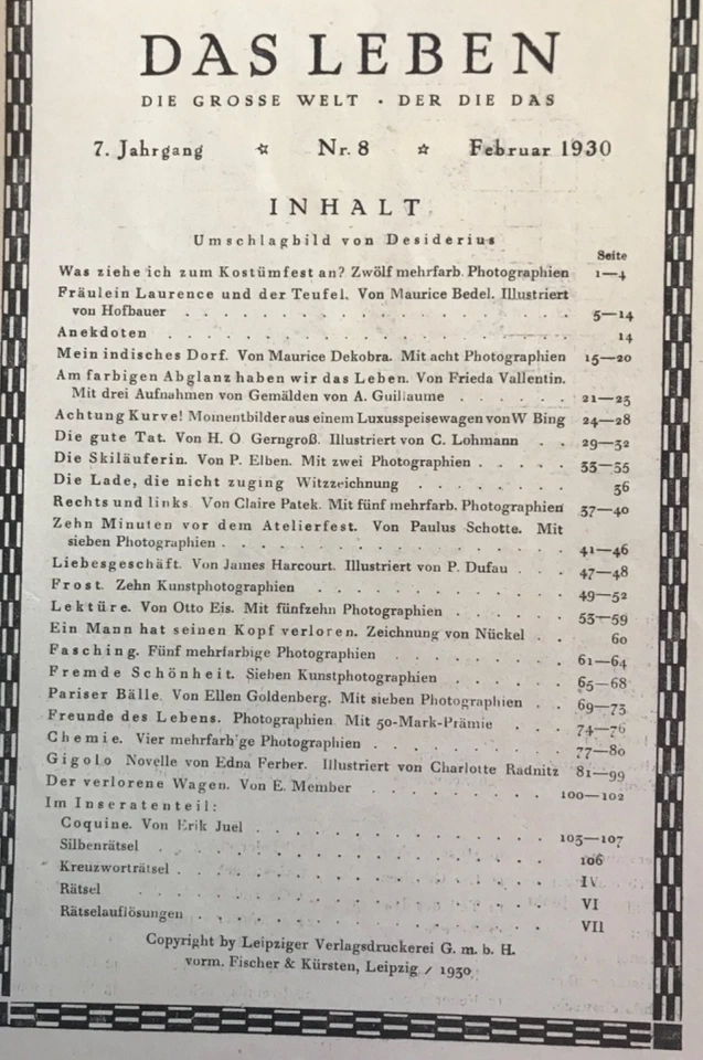 Zeitschrift Das Leben 7.Jahrgang 1930 Nr.8, Umschlag Desiderius, illustriert - Bild 4 von 4