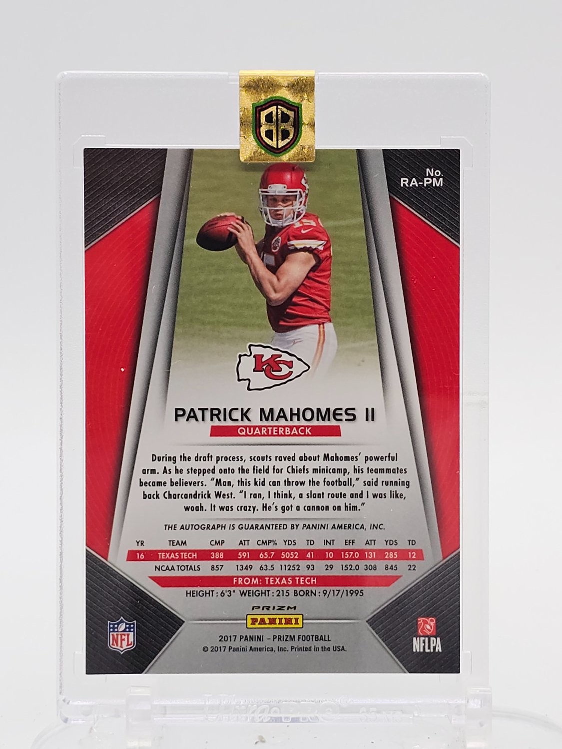 PATRICK MAHOMES II 2017 PRIZM ROOKIE AUTOGRAPHS SILVER ROOKIE RC AUTO Q8345 view 2