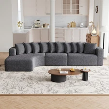 131.1-inch Chenille Sectional Modern Sofa Set,Includes 10 Pillows (Left Chaise)