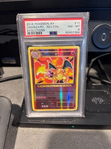 2016 POKEMON XY EVOLUTIONS #11 CHARIZARD-REVERSE FOIL PSA 8