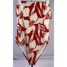 Shade & Shore Chic Red Floral Strapless One Piece Swimsuit Women's LG 12-14
