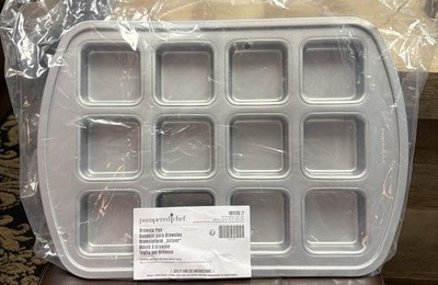 Pampered Chef Brownie Pan 100177 Blue Enamel Nonstick 12 Well New
