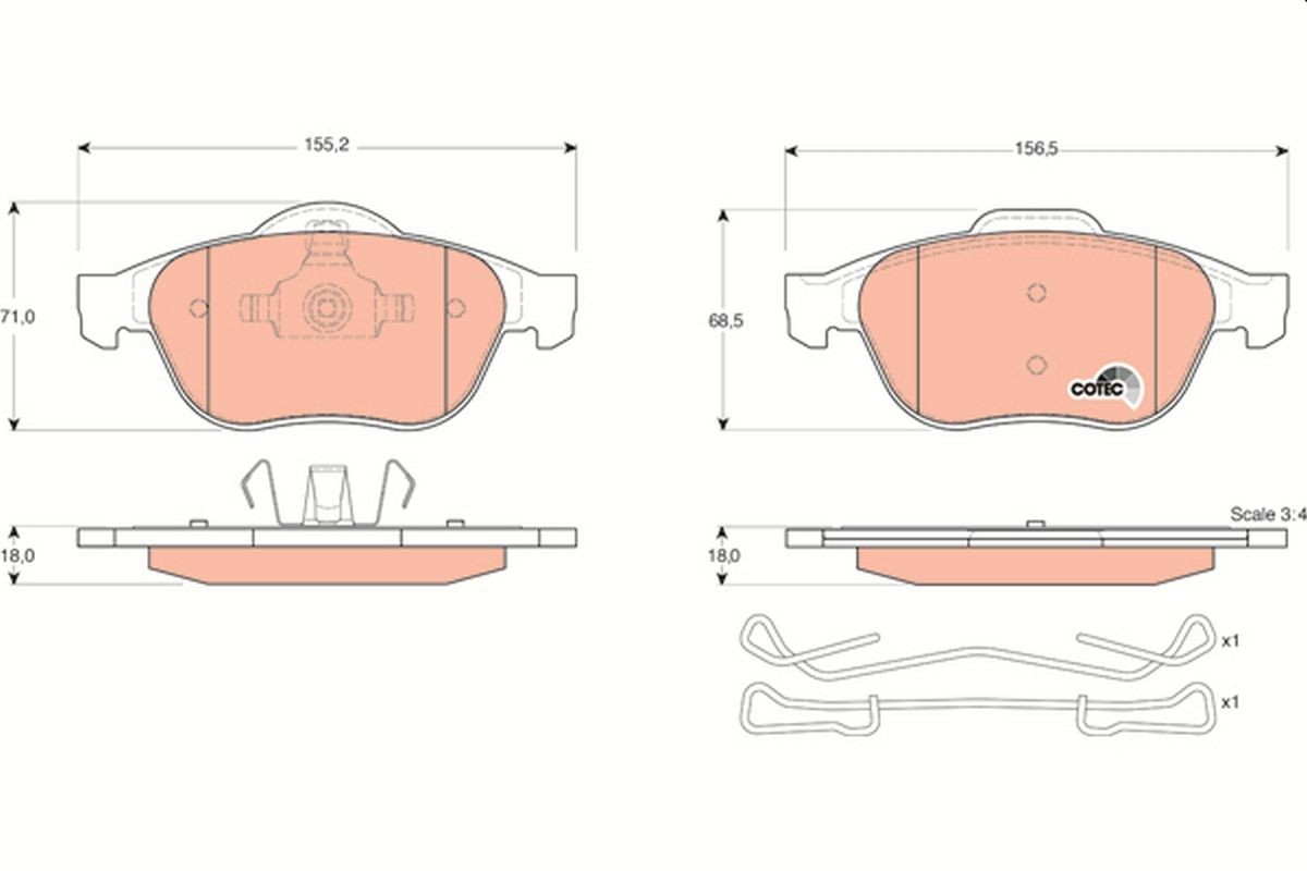 Kit plaquettes de frein TRW GDB1468 pour système de frein à disque Renault Clio et Kangoo
