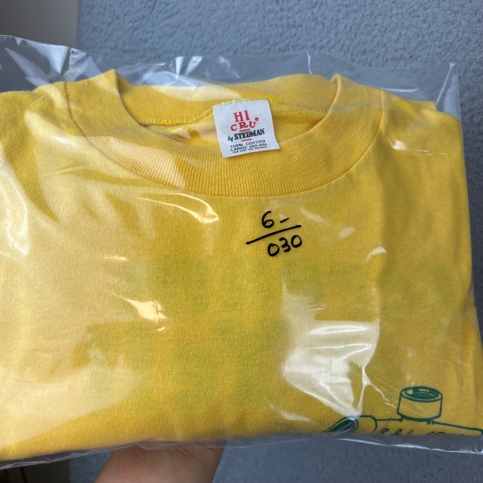 Vintage 80s Hi Cru by Stedman Yellow R & L Sewer Scream & Yell Pocket T-Shirt L image 10