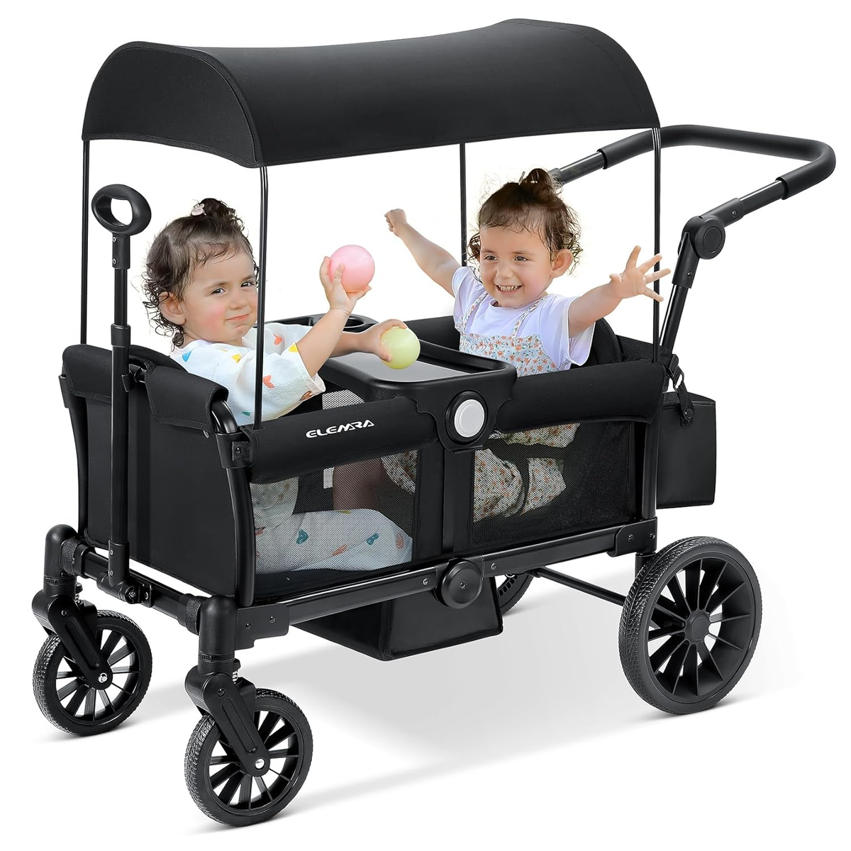 larktale crossover convertible stroller/wagon Larktale Crossover V2 All-In-One Stroller 2 Seater Wagon, 120 lb Capacity,  Black