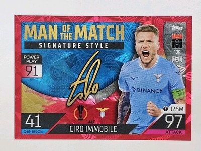 2022-2023 Topps #447 Ciro Immobile Man of the Match Red Signature Style