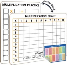 2 Pack Dry Erase Multiplication Chart Whiteboard 9x12 Inch Double Sided