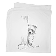 'Cute Raccoon Peeking' Cotton Baby Blanket / Shawl BY00045072 