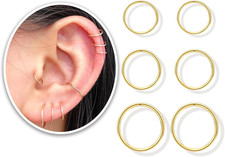 3 Pairs 14K Gold Plated Sterling Silver Small Hoop Earrings Set for Women Cartil
