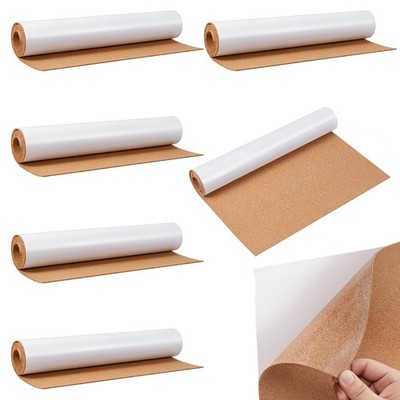 6 Rolls Self-Adhesive Cork Board Roll Multi-Purpose Cork Shelf Liner 40 x 125...