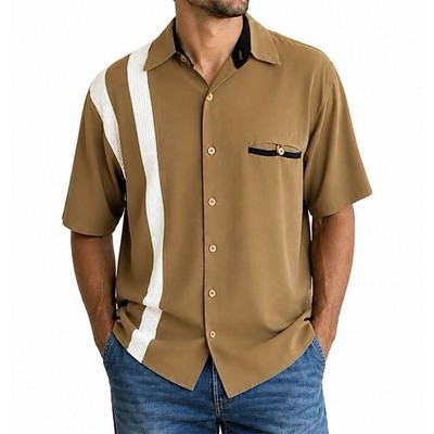 Vintage Henri Valdise Rayon Shirt Mens 90s Bowling Style Retro Panel Shirt - S