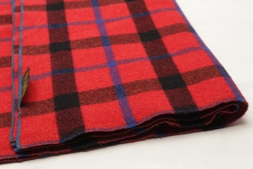 VTG Pearce Woolrich Wool Blanket Red Black Blue Plaid Bound Edge Made in USA - Picture 6 of 11