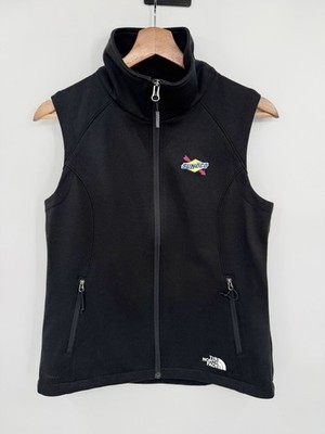 The North Face Windwall Vest Women s Small Full Zip Softshell Black Sunoco Logo