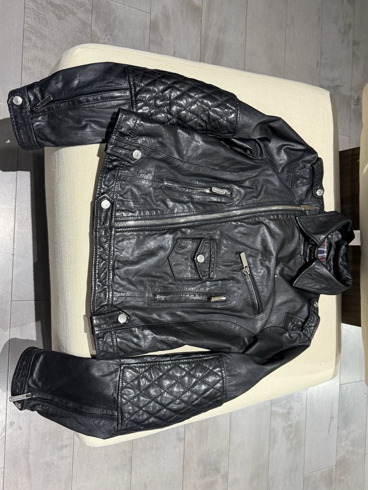 Authentic DISQUARED2 Black Leather Motorcycle Jac… - image 13