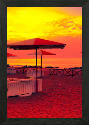 Sonnenaufgang über Strand mit PA gerahmtes Wandbild Poster Leinwanddruck Bild