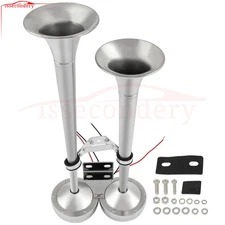 Dual Marine Grade Electric Trumpets 12V Fits Train Ship Motorcycle Boat Air Horn