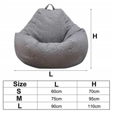 Soft Large Bean Bag Chair Cover For Indoor Lazy Lounger Sofa Adults/Kids