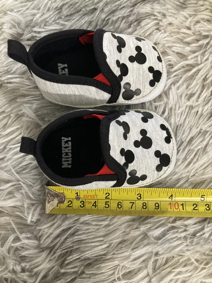 Disney Black And Grey Mickey Mouse Slip On Baby Infant Shoes 3-6 Months - Image 4 of 4