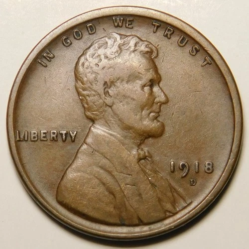 1918 D Lincoln Wheat Cent Penny F-VF   "Actual Coin Pictured"