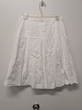 Talbots Pleated Skirt Women's 2P A-Line Flare White Floral Eyelets Cotton