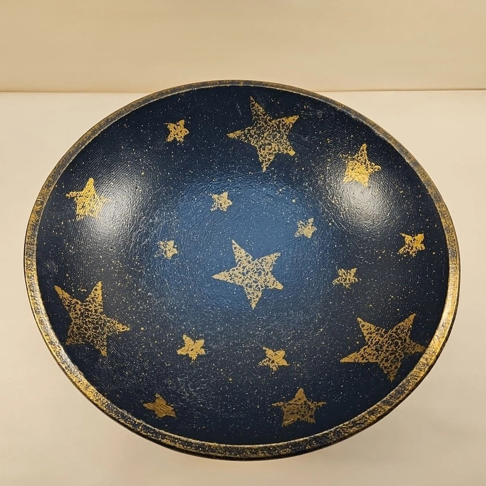 Resina Star Bowl American Cottage Gold & Navy Blue Country Foto 4 de 4