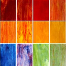 12 Sheets Variety Stained Glass Sheets Pack, 4 x 6 inch Mosaic Glass Tiles fo...