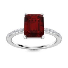 Garnet Gemstone New Solitaire with Accents Prong Easter Ring 925 Silver