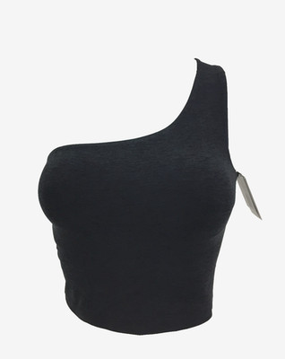 Beyond Yoga Women's Crop Top Size S Grey Space Knit One Shoulder Bra Shelf New
