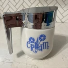 Vintage Gemco Blue Cornflower And White Milk Glass Creamer With Silver Lid/Spout