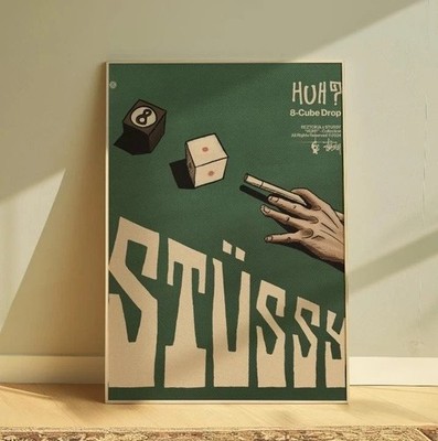 8 Ball Stussy Poster – Vintage Streetwear Snooker Art for Room
