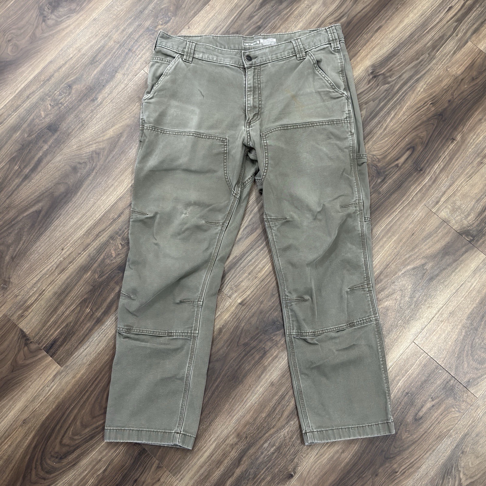 Carhartt Pants Mens 36x30 Green Rugged Flex Relaxed Fit Canvas Carpenter Work thumbnail 2