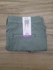 Gloria VANDERBILT WOMEN'S HIGH RISE COTTON CHINO SHORTS, GREEN,SIZE 14 NWT