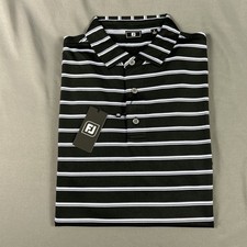 FootJoy Golf Shirt Polo Team Stripe Large Black Polyester Spandex NWT MSRP 88