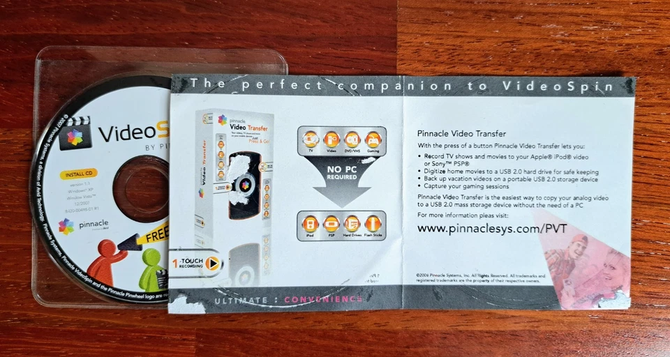 VideoSpin by Pinnacle, Video Editing Software, Version 1.1, 2007, 8 cm Mini CD - Image 4 of 4