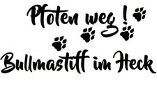 BULLMASTIFF Autoaufkleber AUFKLEBER Schriftaufkleber Kontur Pfoten weg….