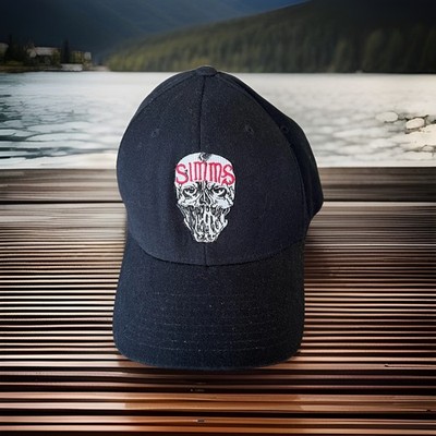 Black FlexFit SIMMS Skull ''Til The End'' Baseball Hat Ball Cap Size Small-medium