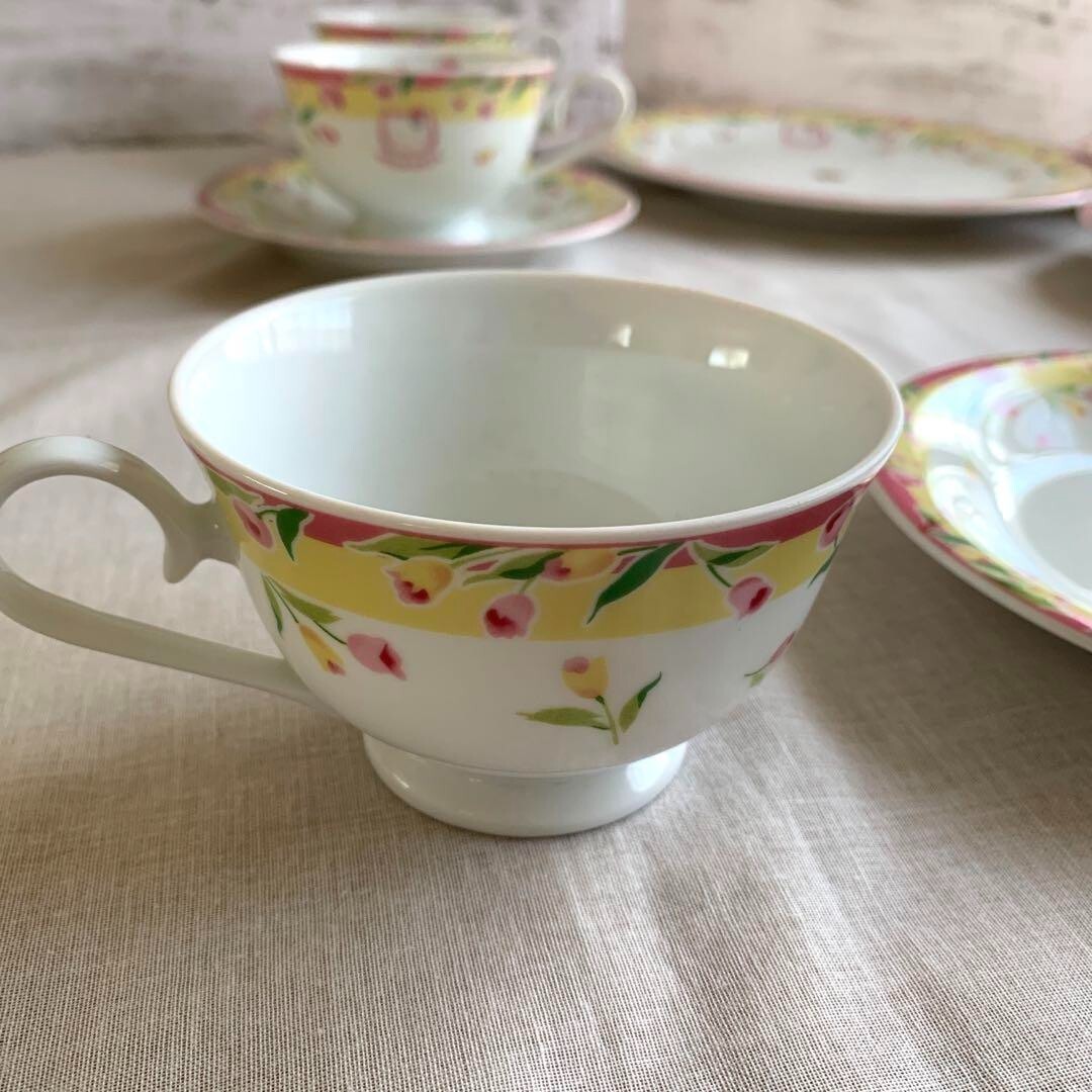 Hello Kitty Cup & Saucer Tea Cup Tulip Sanrio Set Of 5 Hello Kitty Cup