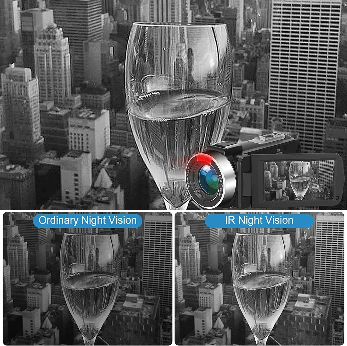 4K Camcorder Ultra HD Video Camera with Microphone Wide Angle Lens for 