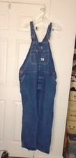 VTG Round House Brand Overalls 46 x 30 Blue Men Denim Jeans Bibs Farmer