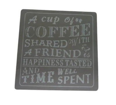 4er Set Glasuntersetzer mit schönem Spruch aus Holz in grau mit Moosgummifüßchen - Bild 1 von 3