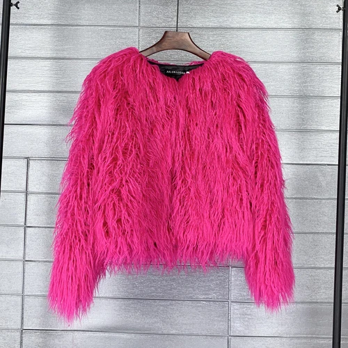 Short Fit Women Shaggy Faux Fur Coat Winter Warm Jacket Fluffy Cardigan Outwear - Bild 27 von 53