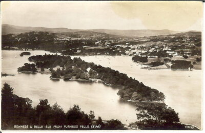 Bowness & Belle Isle aus Furness Fells - Echtfoto - unbespielt 1887 - Valentine