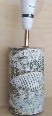 Vintage alte Retro CARN POTTERY CORNWALL Keramik Beleg Tischlampe Zylinder rund