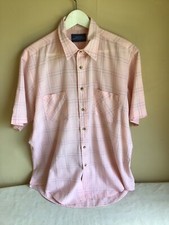 Vintage Mervyns Mens Collection Short Sleeve Pink Plaid Button Up Collared Shirt