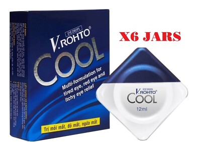 6 x VRohto COOL Eye Drops 12ml Eyestrain Tired Red Itchy Relief V.Rohto Eyedrops