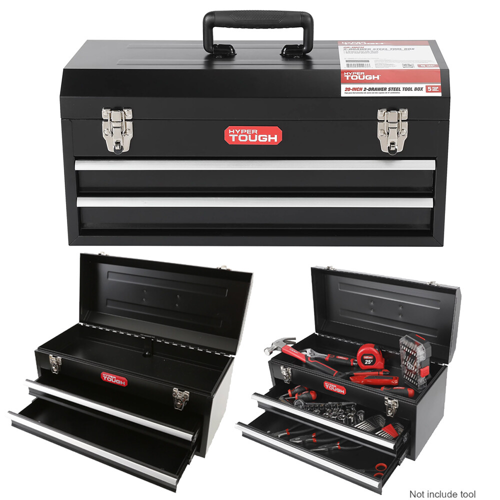 20-inch 2-Drawer Tool Box Tool Storage Chest with Flip-up Lid Portable Steel New
