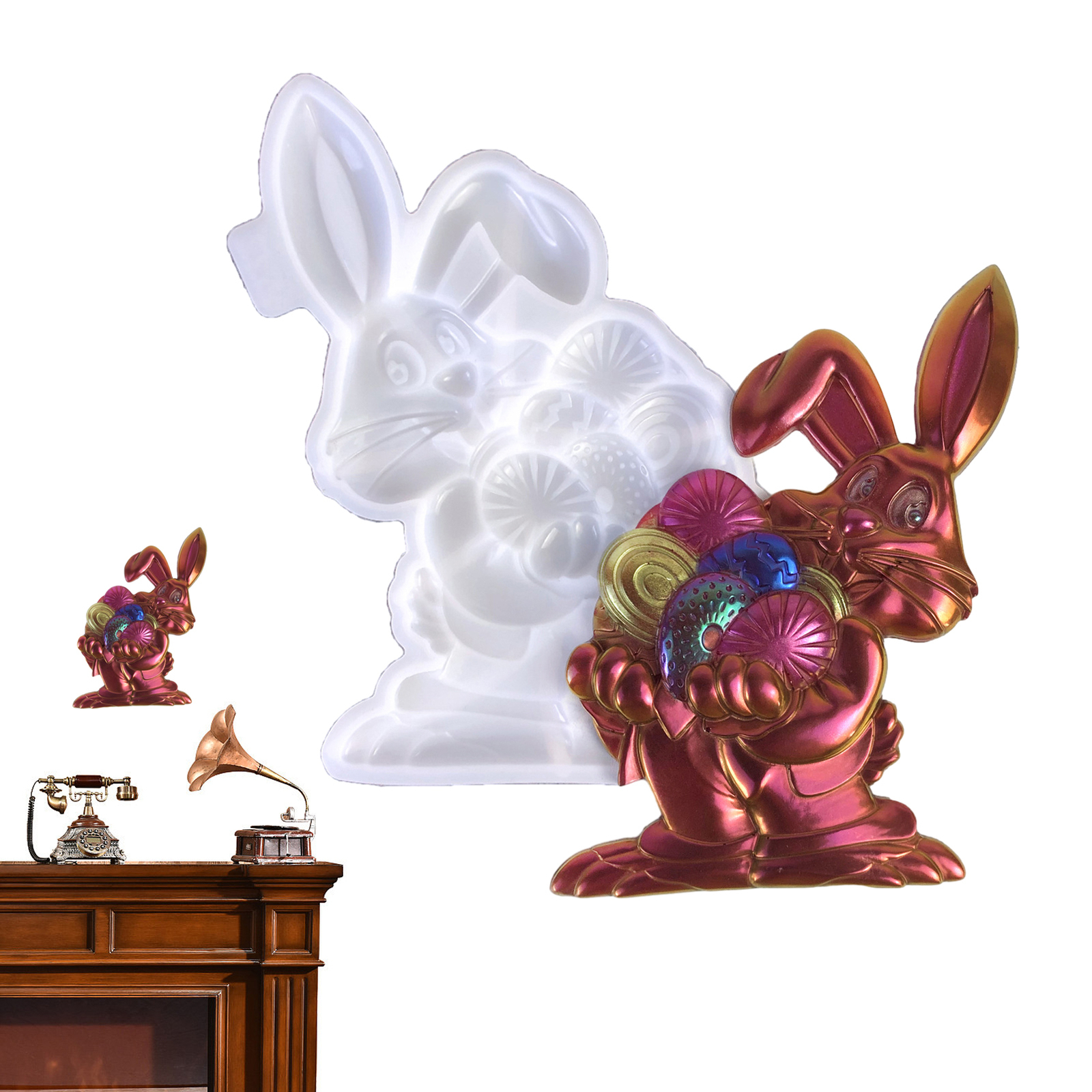 Easter Bunny Adorable Bunny Silicone Rabbit Eggs Resin Casting Mold Home Decor