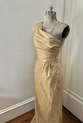 Vintage c.1960 Sophie Gimbel Saks Gold Gown with Detachable Sleeve | eBay